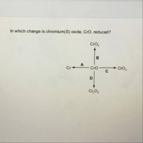 ⚠️PLEASE ANSWER NOW⚠️

In which change is chromium(II) oxide, Cro, reduced?
.And don’t put any lin