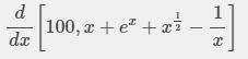 Find dy/dx in the following
1) y=x^[10] +10^[x] +e^[x]
2) y=㏒ x +e^[x]+√x - 1/x