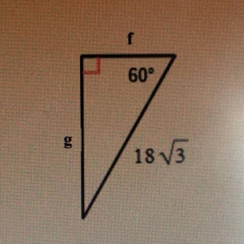 Using the picture, find the measure of side G. 
A) 18
B) 27
C) 9 square root 3
D) 24