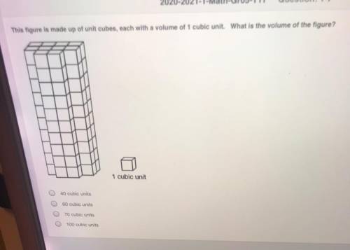 This figure is made up of unit cubes , each with a volume of 1 cubic unit . What is the volume of t