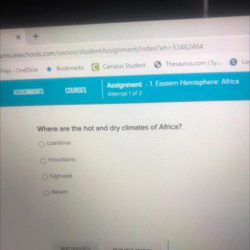 Where are the hot and dry climates of Africa