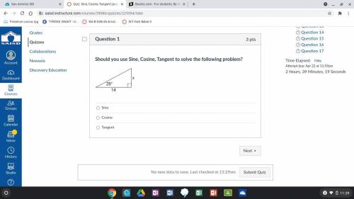 Should you use Sine, Cosine, Tangent to solve the following problem