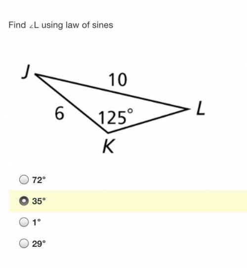 Find ∠L using law of sines