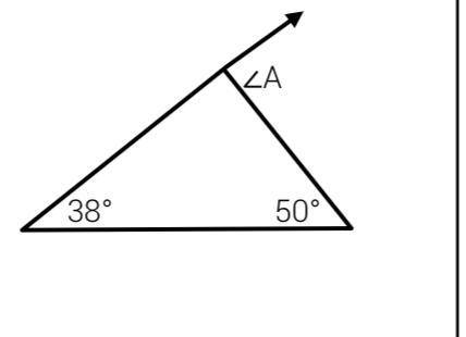 What is the measure of ∠A, the exterior angle of the triangle shown below?

F. m∠A = 92°, because
