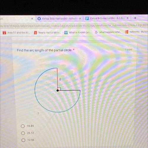 Find the arc length of the partial circle.
4