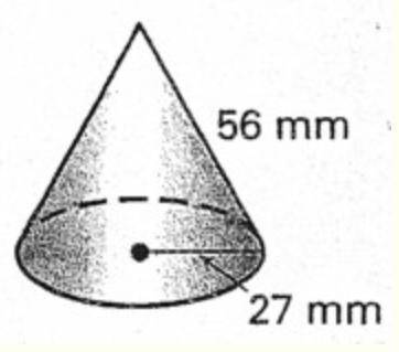 Referring to the figure, find the surface area of the cone shown. Round to the nearest whole number