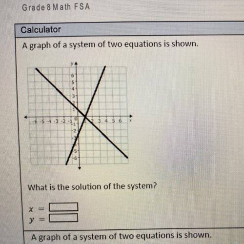 A graph of a system of two equations is shown. PLEASE HELPP