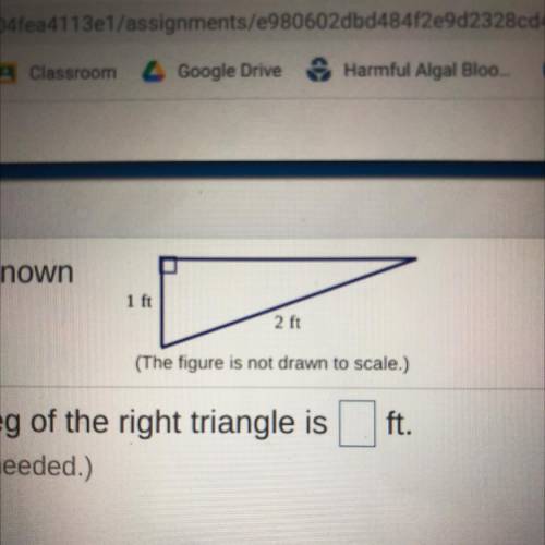 What is the length of the unknown
leg of the right triangle?