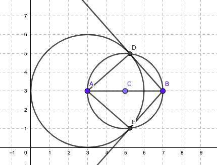 Look at the circle you created that has point C (the midpoint of ) as its center and passes through