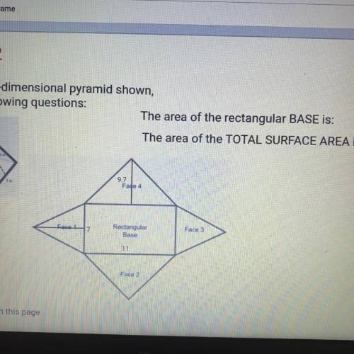 PLSSS HELP QUICK!! 
Find the area of the rectangular base