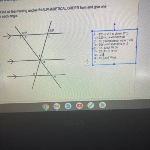 What is the answer for G and how
