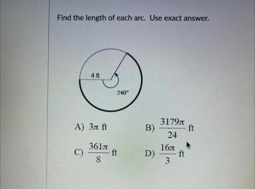 Find the length of each arc. Use exact answer