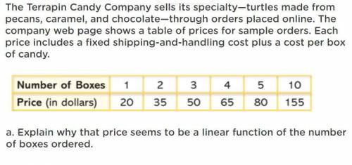 Explain why that price seems to be a linear function of the number of boxes ordered?
Heeeeeelp