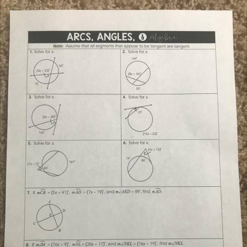 Arcs and angles homework