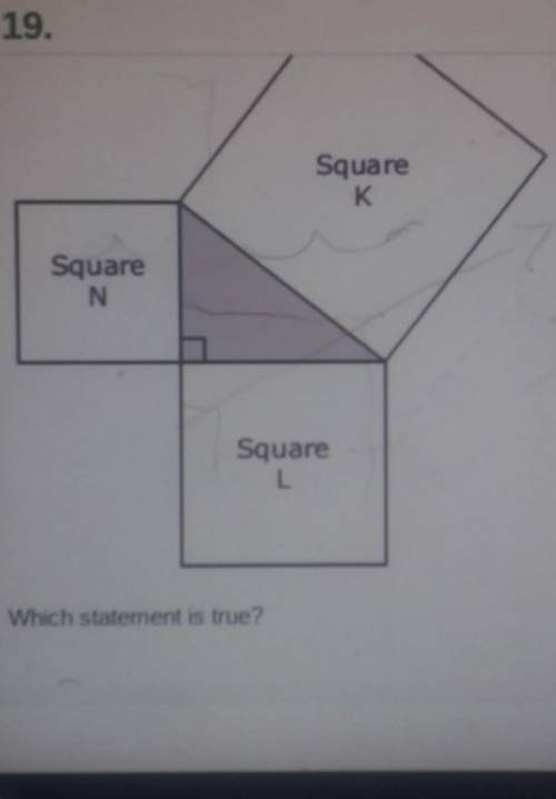 The diagram shows three squares that are joined at vertices to form a right triangle.

which state