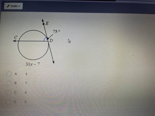 Find the value of x in the circle below