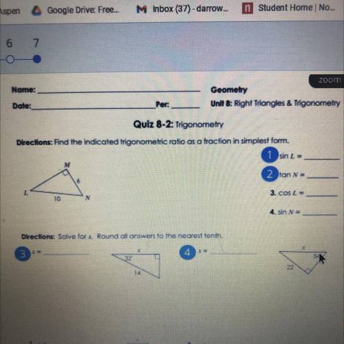 Geometry
Und S. Righ Trongles & Trigonometry
Quiz 8-2: Trigonometry