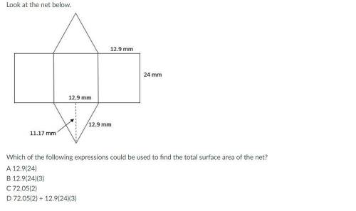 Look at the net below.

Which of the following expressions could be used to find the total surface