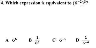 Which expression is equivalent to (6^-2)^3