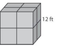 The cube below is divided into 8 equal cubes and broken apart. What is the total surface area of al