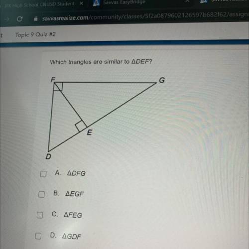 Which triangles are similar to ADEF?