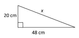 Find the length of the missing side.
a= cm
b= cm
c= cm