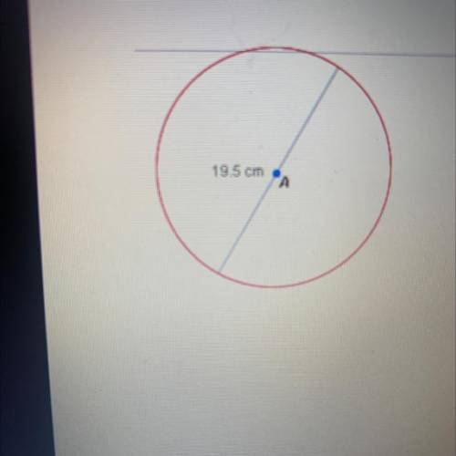 What is the approximate circumstances of the circle shown below?

A. 122.4 cm
B. 30.6 cm
C. 56.8