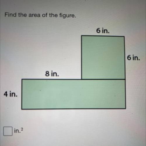 Find the area of the figure.
6 in.
6 in.
8 in.
4 in.