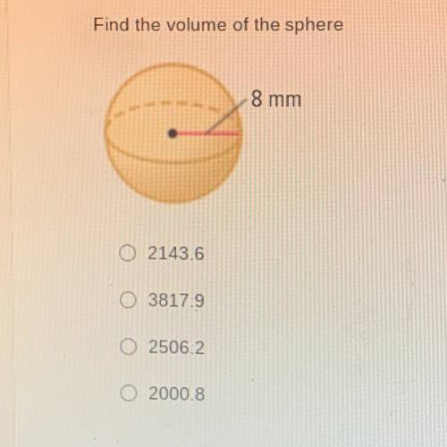 Find the volume of the sphere! Plsssss