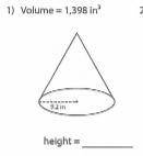 I NEED HELP! Im trying to find the height of a cone. How do I do the problem and can someone explai