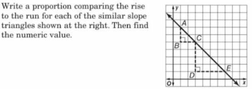 Write a proportion comparing the rise to the run for each of the similar slope triangles shown at t