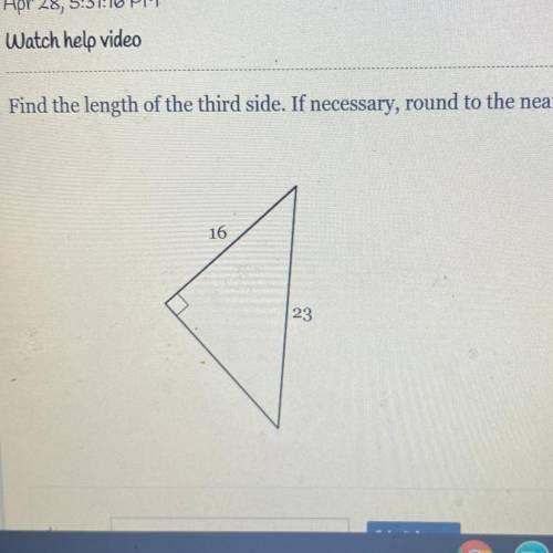 Find the length of the third side. If necessary round the nearest tenth