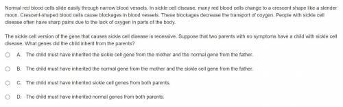 Normal red blood cells slide easily through narrow blood vessels. In sickle cell disease, many red