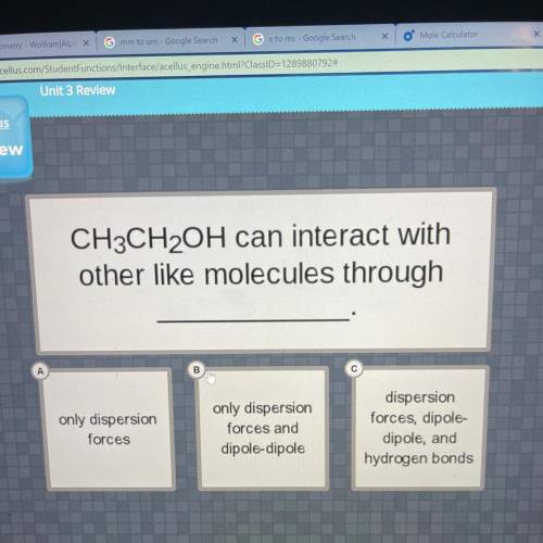 CH3CH2OH can interact with
other like molecules through ___?