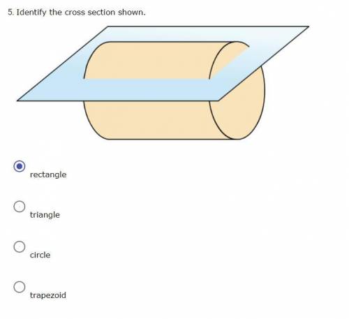 Identify the cross section shown.

rectangletrianglecircletrapezoid