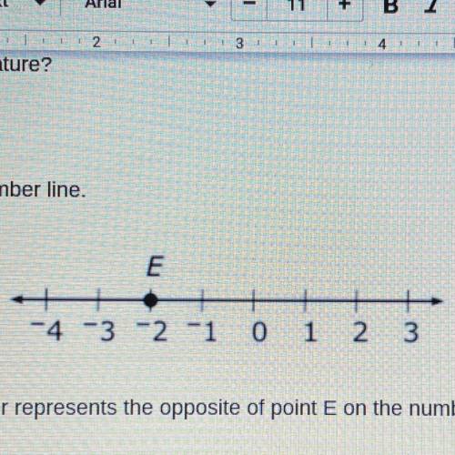 What number represents the opposite of point E on the number line?