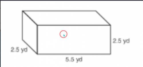 What is the volume to the nearest tenth

A)34.4yds^2
B)34.38yds^3
C)34.4yds^3
D)34.38yds^2