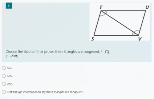 Choose the theorem that proves these triangles are congruent.