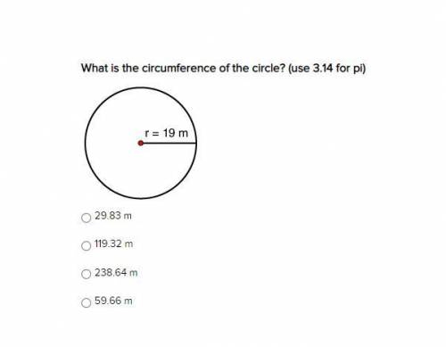 What is the circumference of the circle? (use 3.14 for pi)