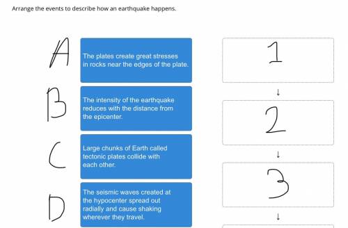 Arrange the events to describe how an earthquake happens. Help pls, links and irrelevant answers wi