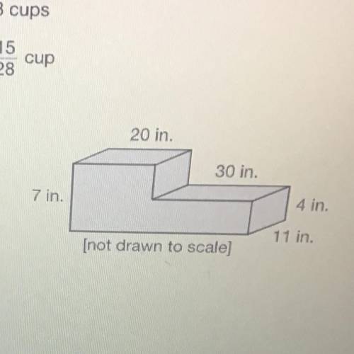 The solid figure at the right is made up of two

rectangular prisms.
What is the volume of the sol
