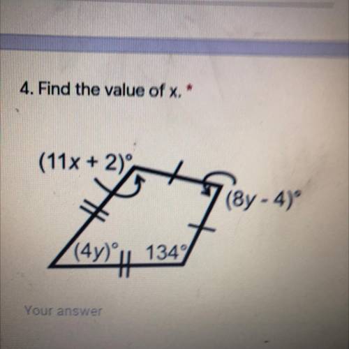 4. Find the value of x.
Can you pls show work thank you for your time