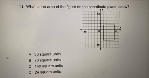 11. What is the area of the figure on the coordinate plane below?

A 30 square units
B 70 square u