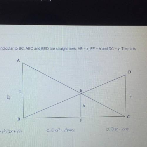 21) In the diagram below AB, EF and DC are perpendicular to BC. AEC and BED are straight lines AB
