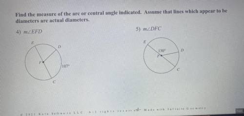 No link
find the measure of the arc or central angle indicated