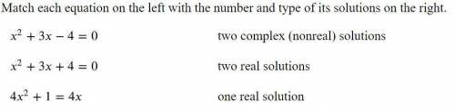 Match each equation on the left with the number and type of its solutions on the right.