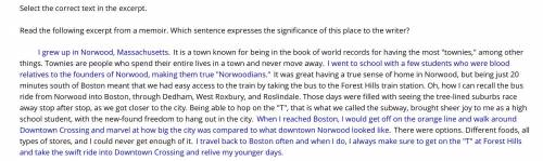 Read the following excerpt from a memoir. Which sentence expresses the significance of this place t