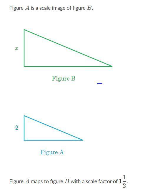 Figure AA is a scale image of figure BB
Figure A maps to figure B with a scale factor of 1 1/2