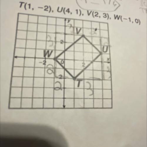 T(1, -2), U(4,1), V(2,3), W(-1,0)
Find perimeter