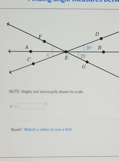 F 20 B c G NOTE: Angles not necessarily drawn to scale. Stuck? Watch a video or use a hint.helppppp